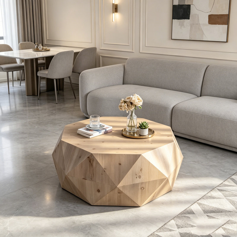 Table basse tridimensionnelle en relief American Design, 38.58"W, Natural