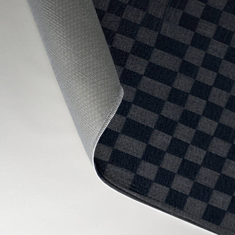 Tapis intérieur / extérieur noir à carreaux, Rectangulaire 3 pi x 5 pi