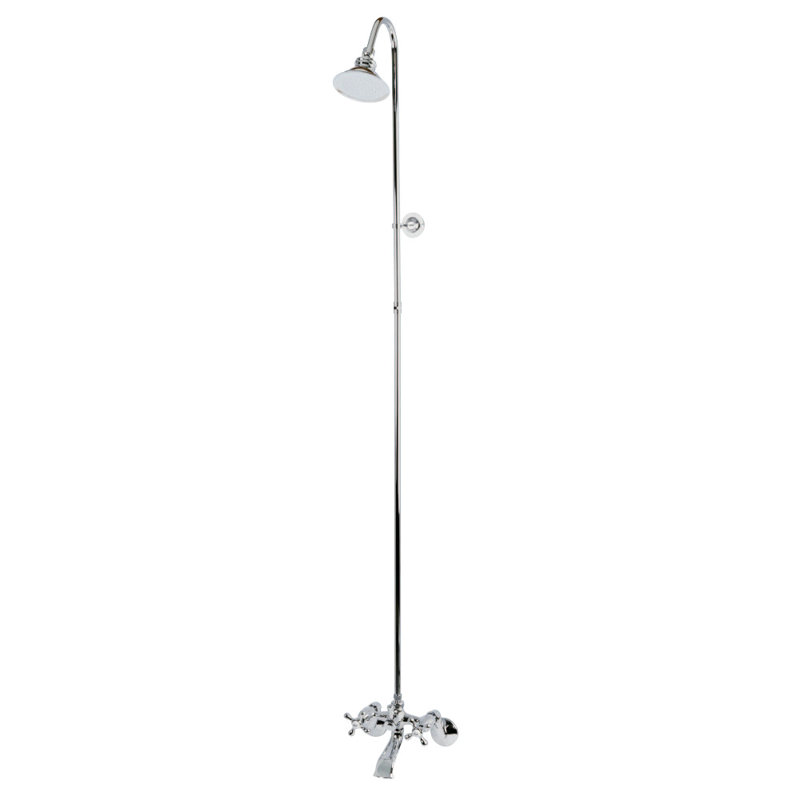 Kingston Brass Vintage Two-Handle 2-Hole Wall Mount Clawfoot Tub Faucet Package with Shower Combo, Polished Chrome