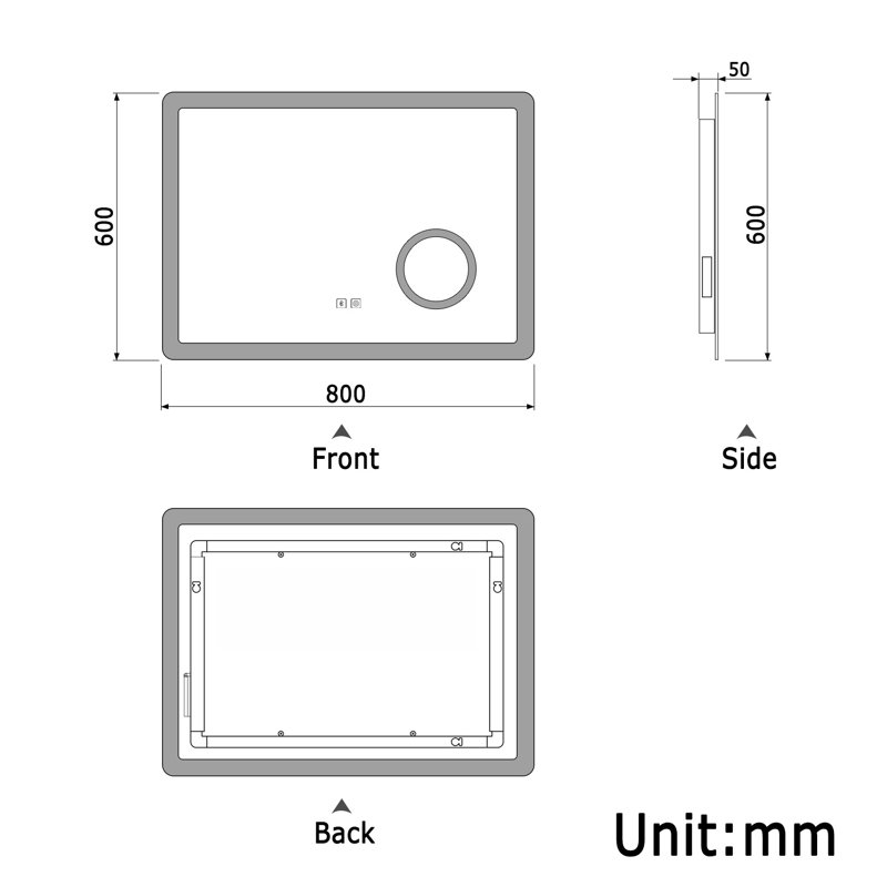 Iva Rectangle Mirror, 800x600mm