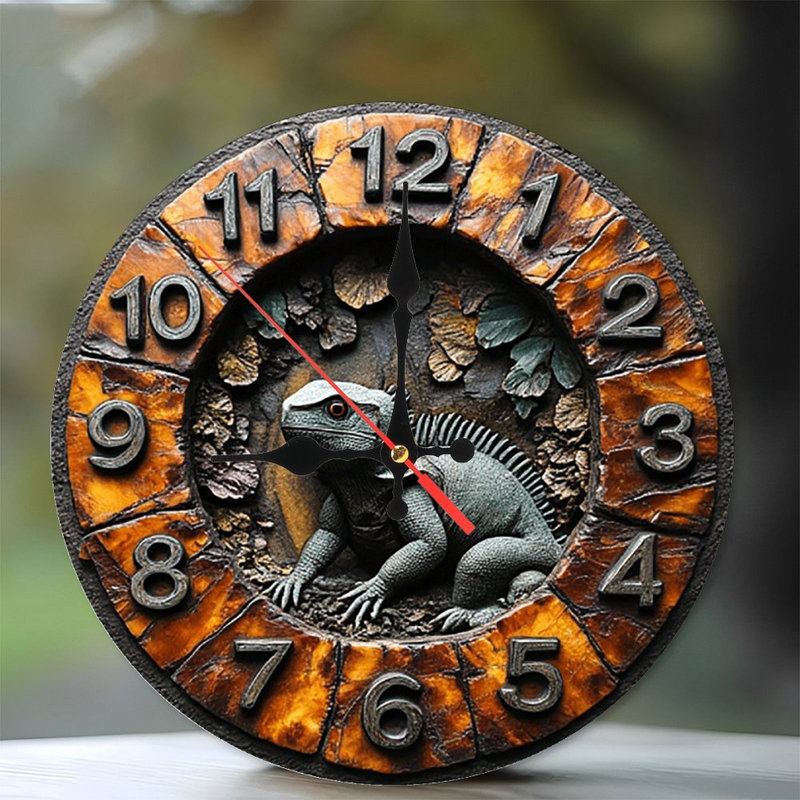 Unique Iguana Resin Wall Clock Home Decor