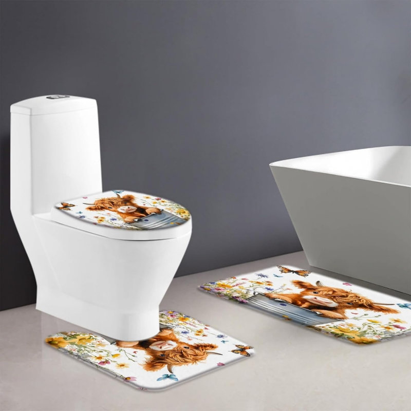 Ensemble de 3 tapis pour salle de bain Rainbow Octopus, Brun, Animals