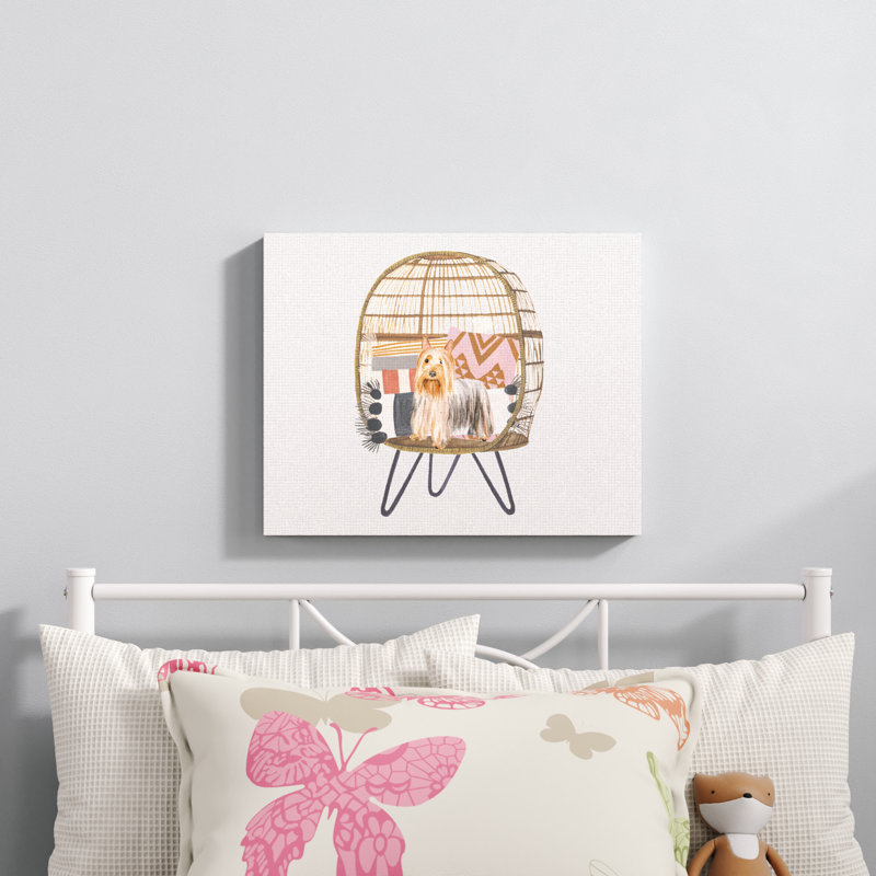 «Puppy Dog Chair Pet», reproduction d'art, Toile tendue, H 16 po x l 20 po