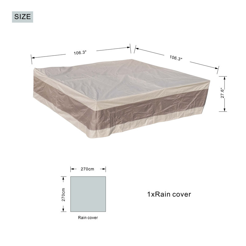 Outdoor Patio Sofa Cover, 28" H x 106" W x 106" D
