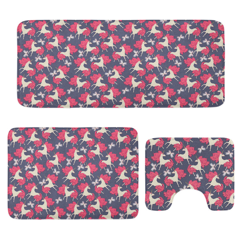  Ensemble de tapis de salle de bain 3 pièces Unicorn