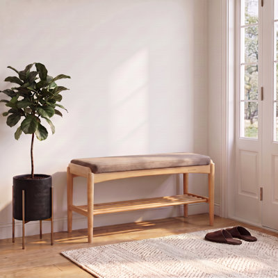 Solid Beech Upholstered Shoe Bench