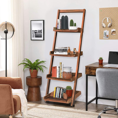 Wooden Ladder Bookcase with 4 Tiers, 25x21x64