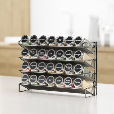 Spice Rack Organizer Set with Spice Jars, 386 Labels, Chalk Marker, and Funnel for Cabinet, Countertop, Pantry, Cupboard, or Wall & Door Mount