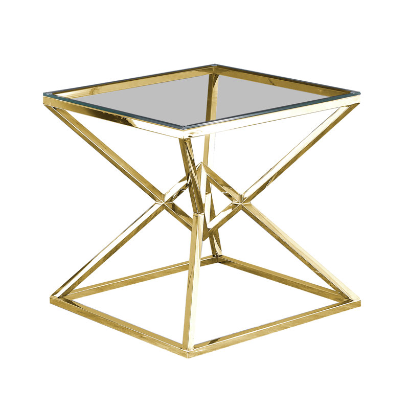 Duguay 22" Glass Top End Table , Gold