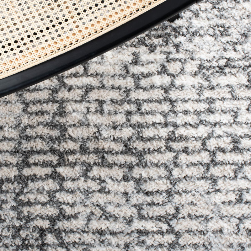 Tapis gris / ivoire à motif abstrait Mena, Tapis de couloir 2 pi 2 po x 9 pi