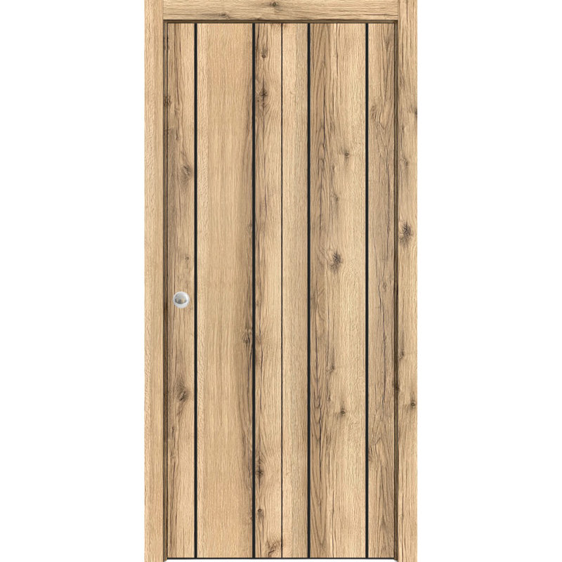 Porte pliante en bois massif massif, Chêne, 56 po x 80 po