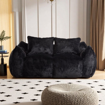 Fauteuil à billes géant pour adultes, canapé à billes moelleux ultra moelleux, méridienne Chase à l'intérieur pour la chambre à coucher, fauteuil de lecture confortable avec coussins