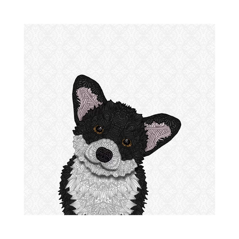 Cute Black Corgi by Angelika Parker - Wrapped Canvas Print, 66.04 cm H x 66.04 cm W