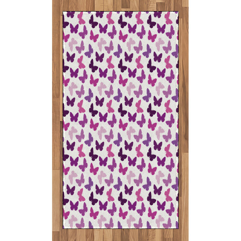 Butterfly High Density Long Fiber Poly Threads Decorative Area Rug Carpet, Rectangle 2'7" x 5'