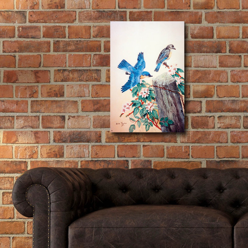 Art épique «Bluebirds» par Arie Reinhardt Taylor, Acr «Bluebirds» par Arie Reinhardt Taylor, H 24 po x l 16 po x P 0,2 po