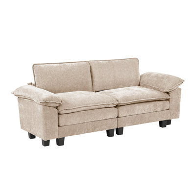 Causeuse de style moderne, moelleux, tissu d'ameublement en chenille, tissu de salon contemporain, 1 pièce, contreplaqué durable