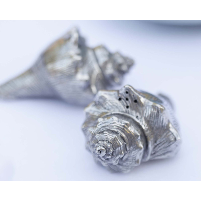 Pewter Conch Shell Salt and Pepper Shaker Set