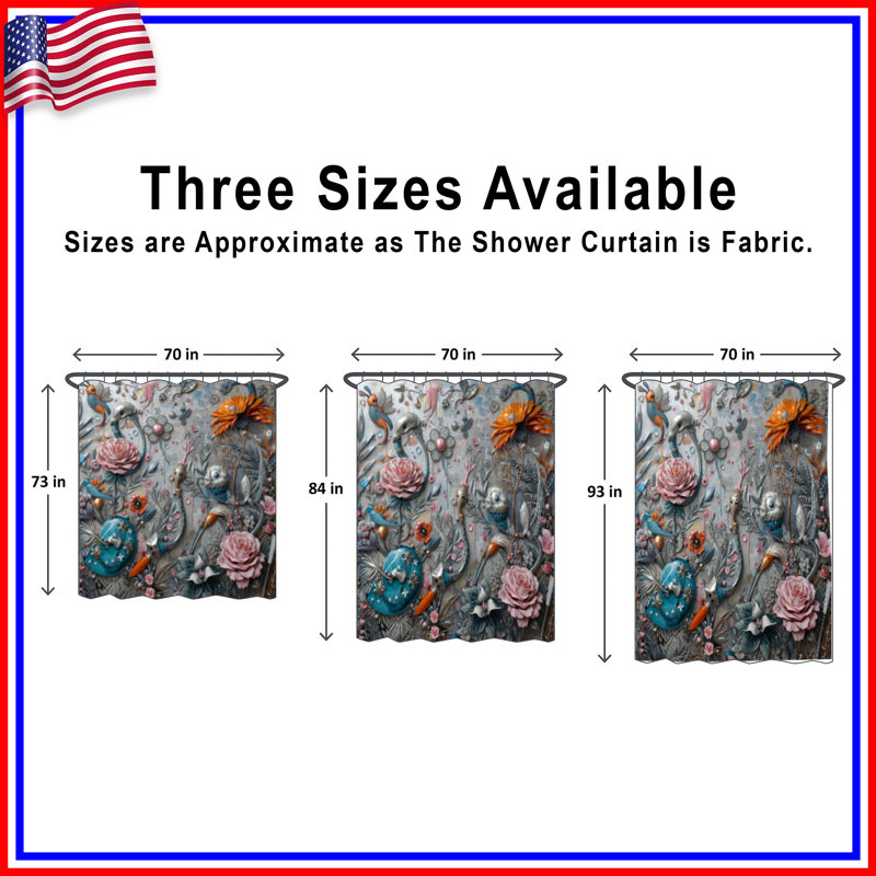 Rideau de douche Floral Birds Fantasy, L 70 po x H 72 po