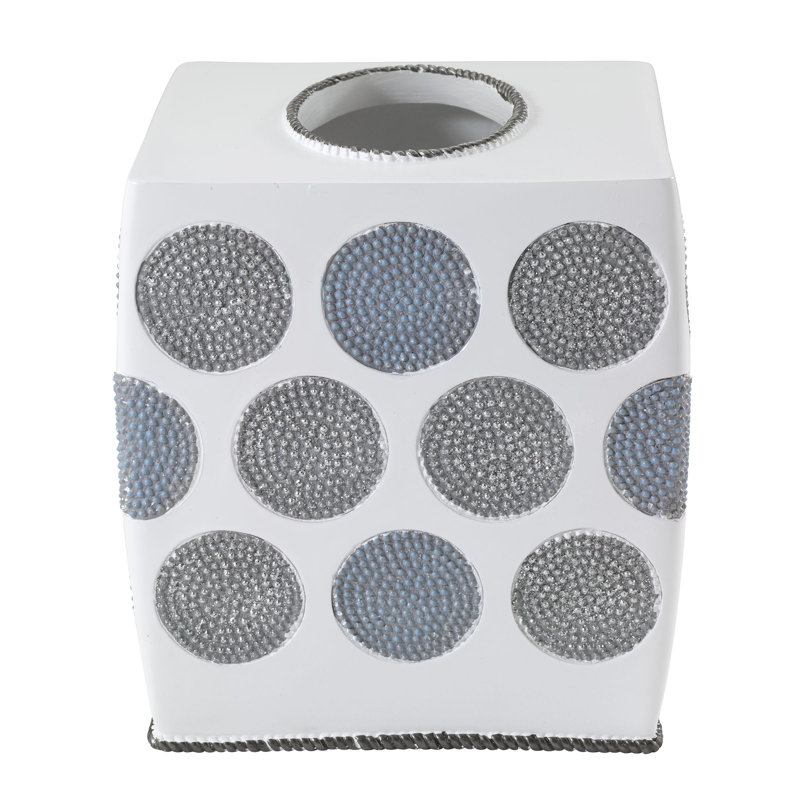 White and Blue Dotted Circles Resin Tissue Box Cover