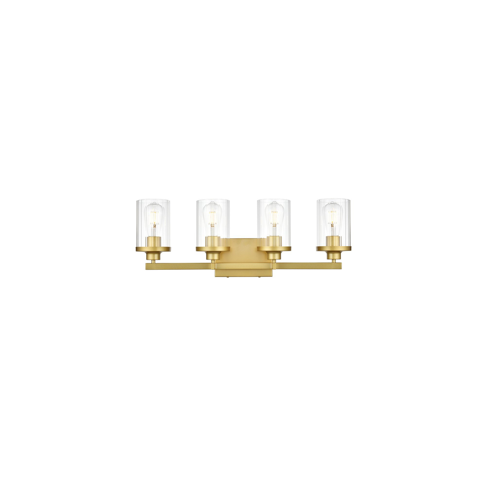 Dariela Dimmable Vanity Light, 10" H x 25" W x 25" D, 4 Lights, Brass