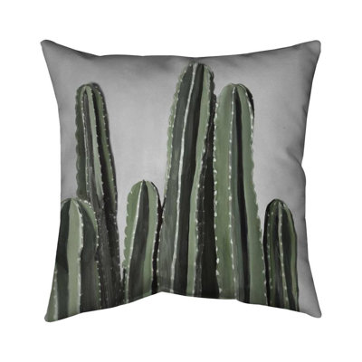 Desert Candle Cactus - Gray Livingroom Outdoor Throw Pillow