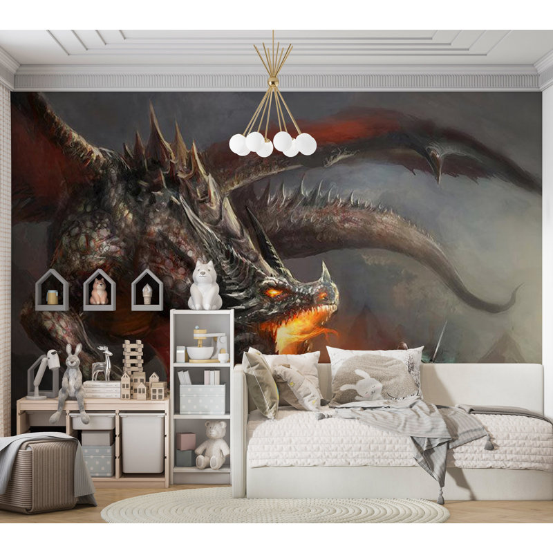 Fiction Wallpaper Wall Mural - Dragon Fire, 177" W x 124" L