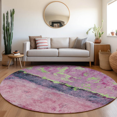 Machine Washable Indoor/Outdoor Cinead ACN1716 Blush Rug