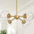 Modern Gold Globe Chandelier With Pull Chain Switch, 4-Light Semi Flush Mount Ceiling Light With Clear Glass Shades For Dining Room & Kitchen