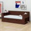 Lit de jour avec bureau amovible, tiroirs de rangement et table d'appoint hydraulique-1267704735