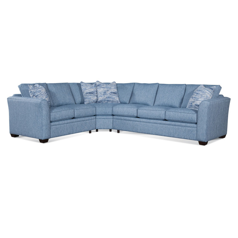 Bridgeport Sectional, Blue Chenille/Velvet Solid; 0809-63, Right Hand Facing, Hazel