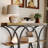 GarveeHome Industrial Modern Console Table for Entryway - 39" Narrow Half-Circle Gold Metal Base, 3-Tier Wooden Storage Shelves - Living Room, Hallway, Foyer Furniture Set