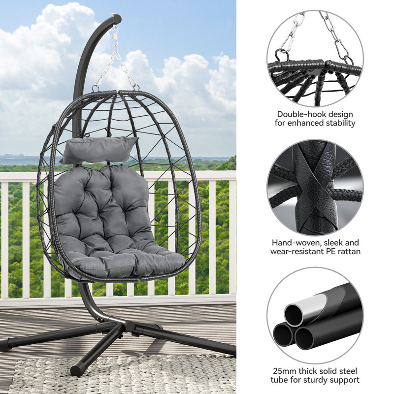Alexei Swing Chair with Stand, Grey