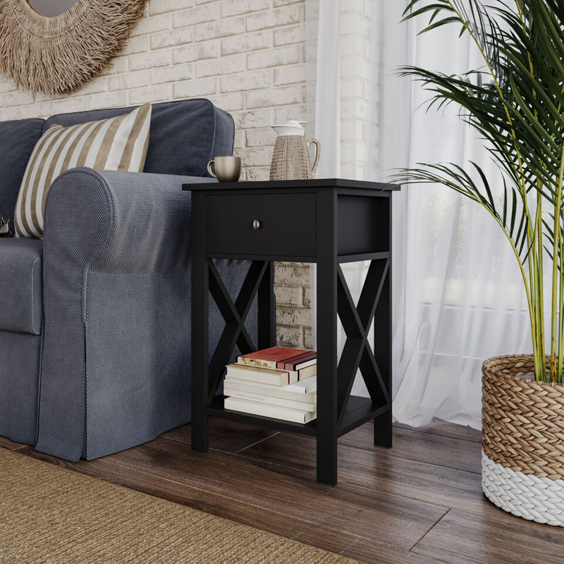 Maceo Solid Wood End Table, Black