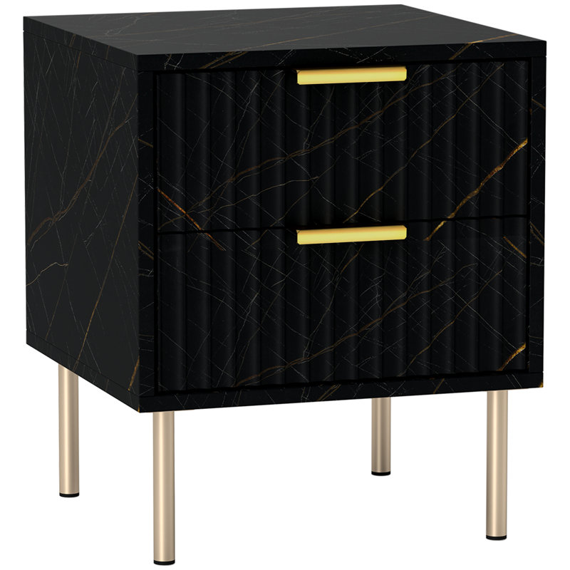40cm W Manufactured Wood Bedside Table, Black
