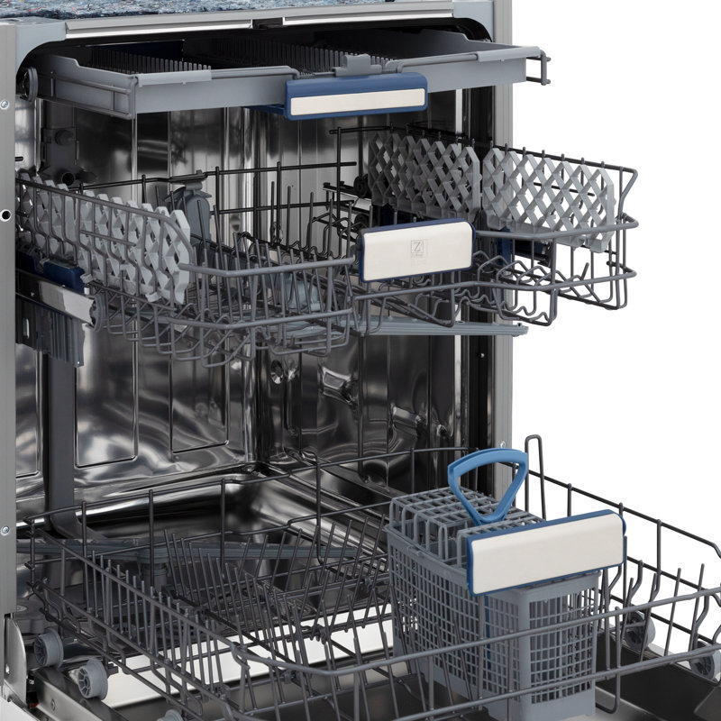 ZLINE Autograph Edition 24" Tallac Series 3rd Rack Top Control Built-In Tall Tub Dishwasher in Custom Panel Ready with Accent Handle, 51dBa
