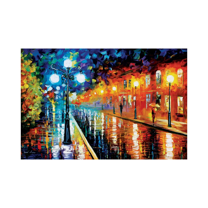 "Blue lights I" par Leonid Afremov, reproduction d’art, Pas de tapis, Toile tendue, H 8 po x l 12 po x P 0,75 po