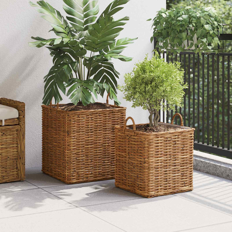  Planter Basket With Storage 2 Pcs Lacak Rattan Decor Decorative Indoor, Brown