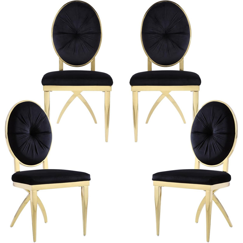 Chaise parsons en velours capitonné Magena