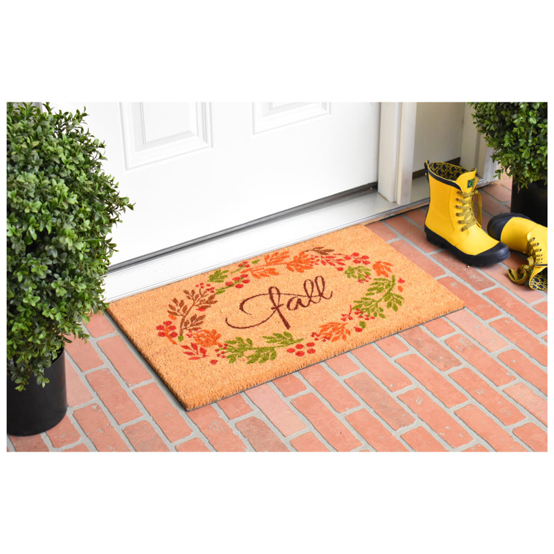 Tapis de porte d'extérieur antidérapant Loyola Fall Wreath 29 po x 17 po