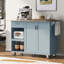 Îlot de cuisine en bois avec abattant, armoire et tablettes-766239115