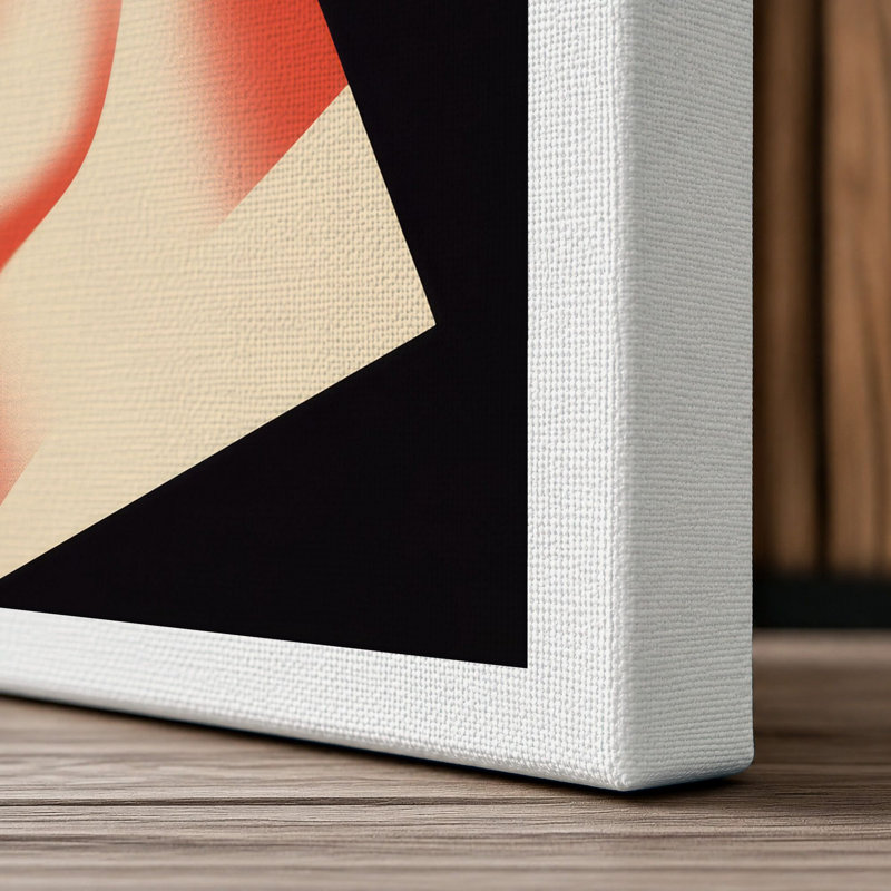 Figure in Red Geometry Art Deco - Wrapped Canvas, 18x12 - 45.7 x 30.5 cm, White Border