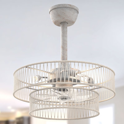 20" Modern Ceiling Fan With Lights And Remote Control, 6-Speed Adjustable Height And Timer