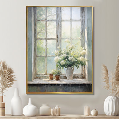 «Countryside Calm Blooms Farm Windows I», art mural pour fenêtres de ferme