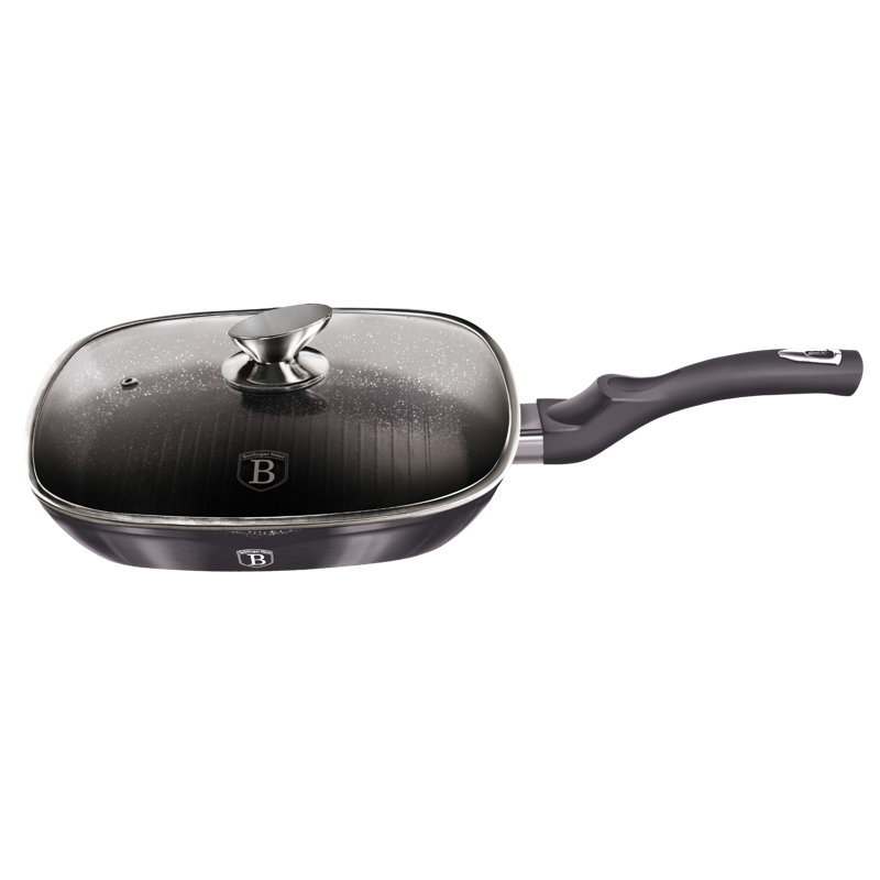 28cm Non-Stick Aluminium Grill Pan / Griddle Set, Silver, 30cm