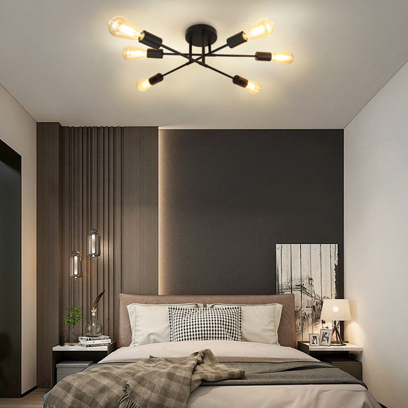 Plafonnier semi-encastré 6 lumières 15,94 po Alexeia, Laiton noir