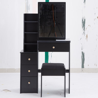 Petit meuble-lavabo 29,2 po avec tabouret de chevet et tabouret rembourré