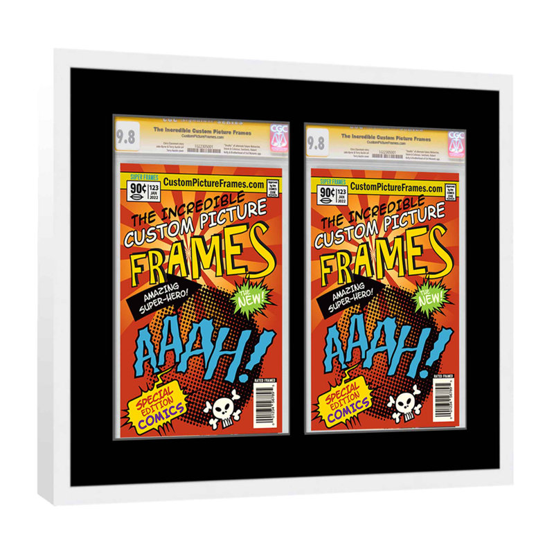 Wood Picture Frame with Mat, White/Black