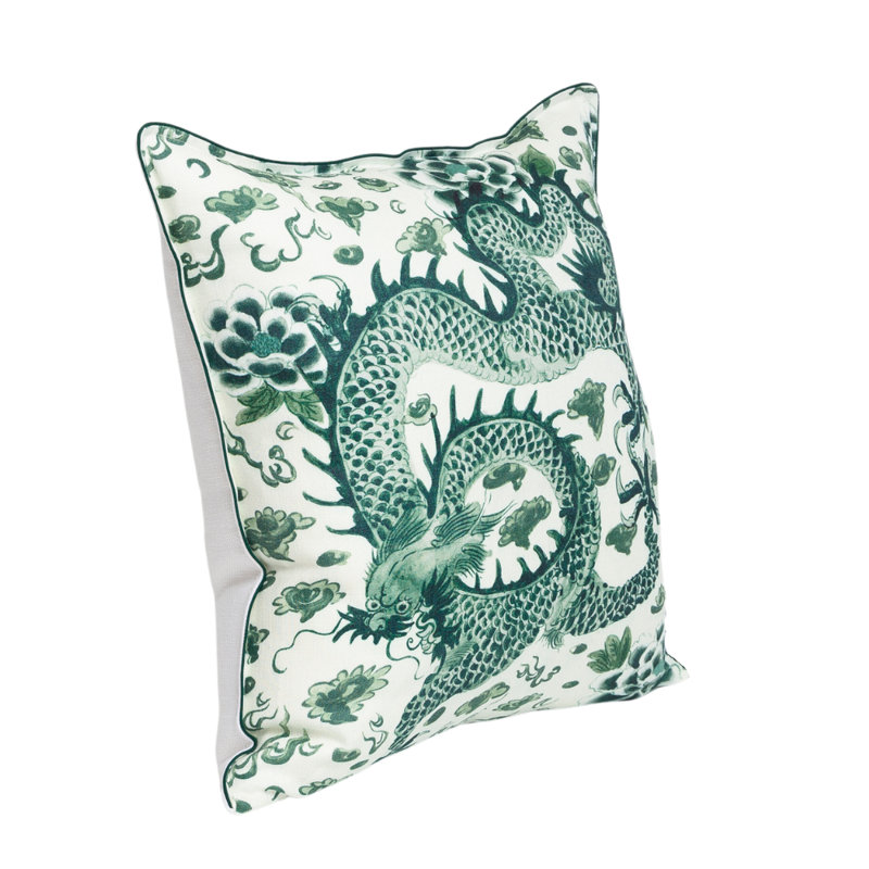 Empress Dragon Self-Flange Accent Pillow, Black/Pink Floral