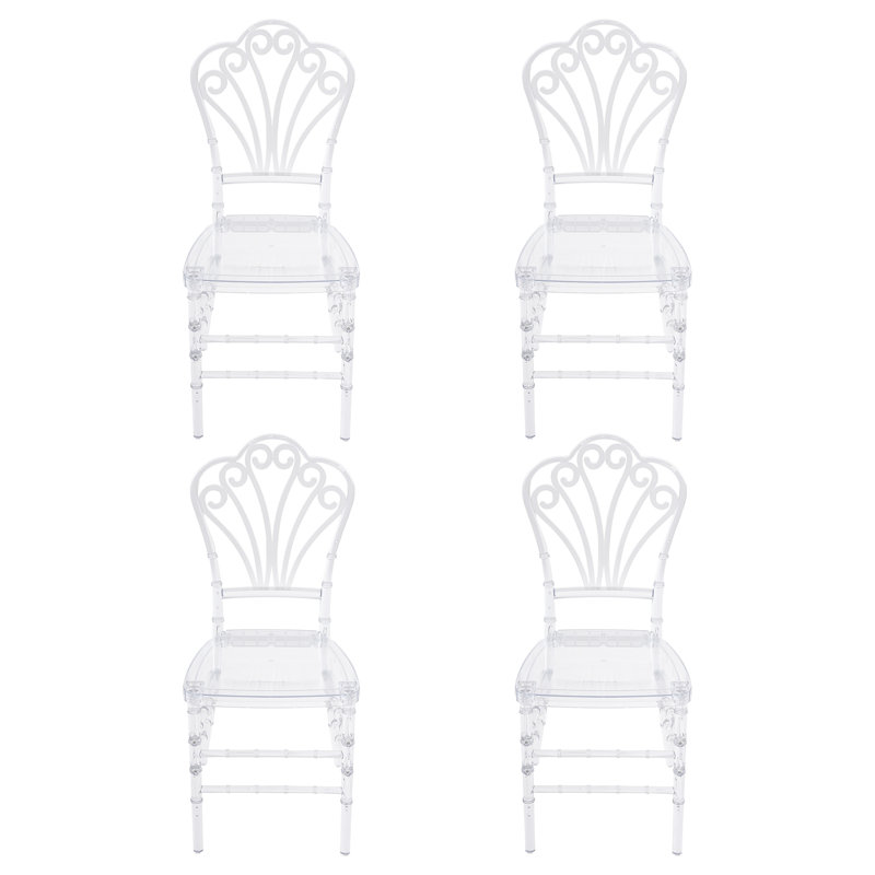 4Pcs Freestanding Unique Exquisite Clear PC Stacking Dining Chair