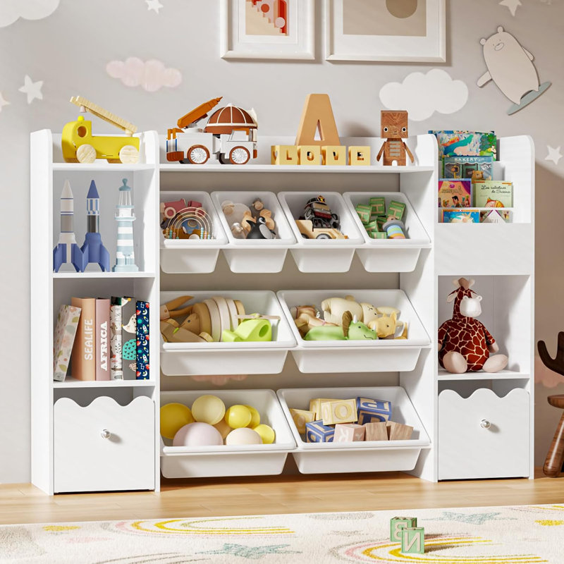 Manufactured Wood Toy Organizer With Bins